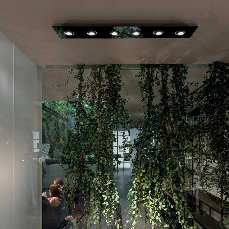 Loftlampe med flad glasplade med sænkning - Kora Viadurini