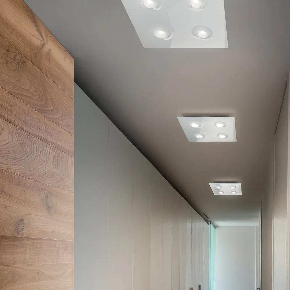 Loftlampe med flad glasplade med sænkning Lavet i Italien - Kora Viadurini