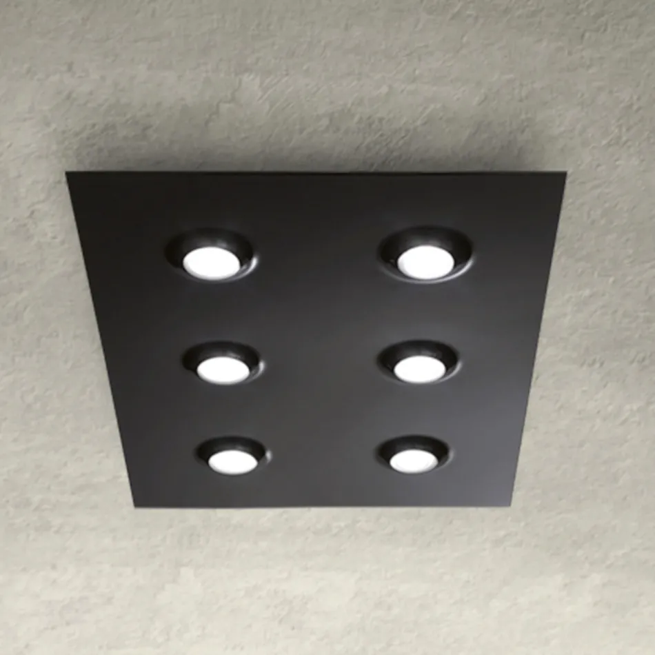 Loftlampe med flad glasplade med sænkning Lavet i Italien - Kora Viadurini