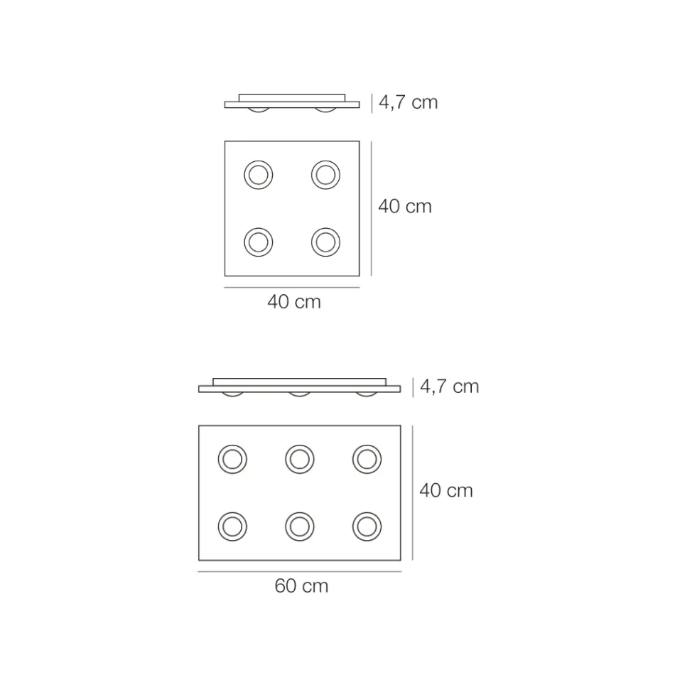 Loftlampe med flad glasplade med sænkning Lavet i Italien - Kora Viadurini