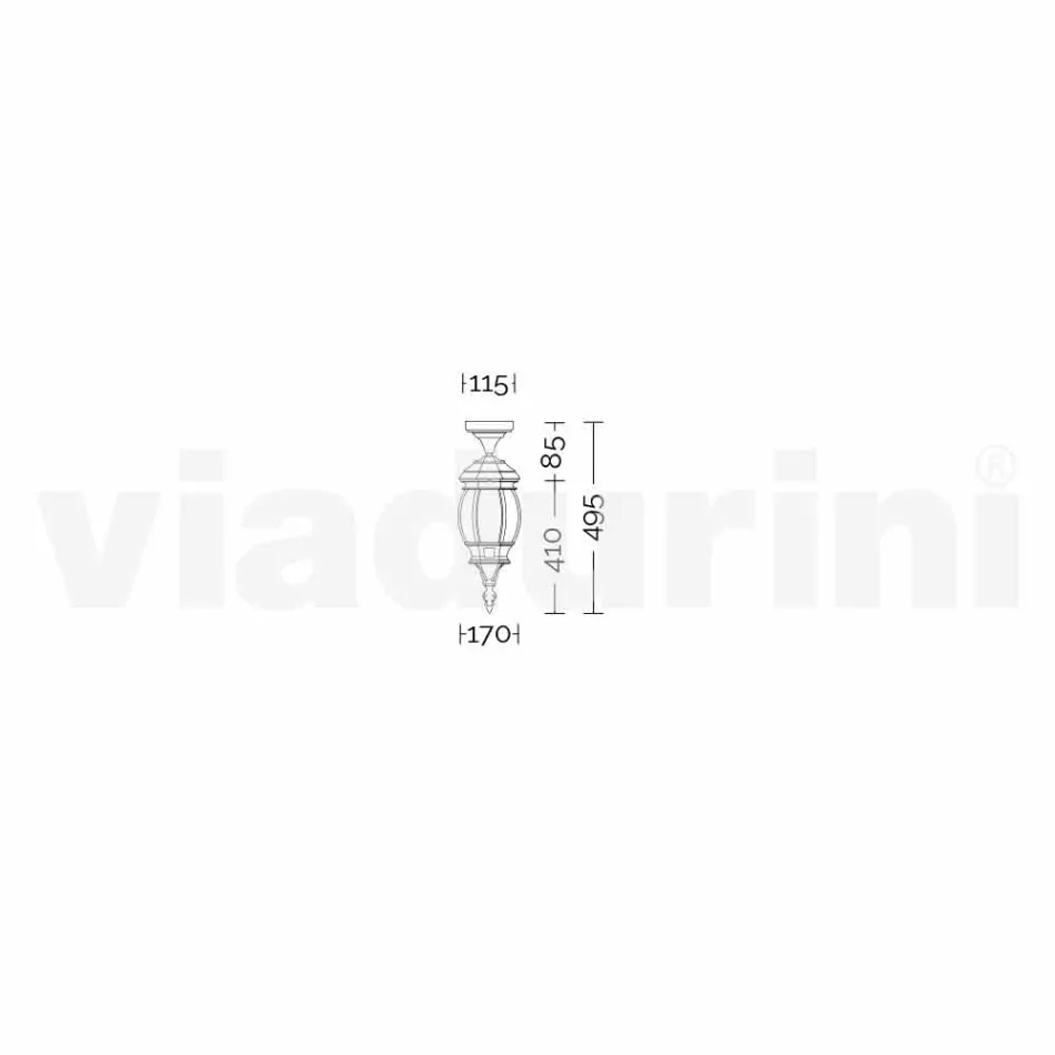 Udendørs loftslampe i støbt aluminium lavet i Italien, Anika Viadurini