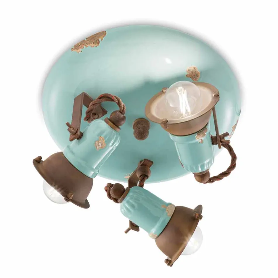 design loft lampe med tre spots industrielle stil Allison Ferroluce Viadurini