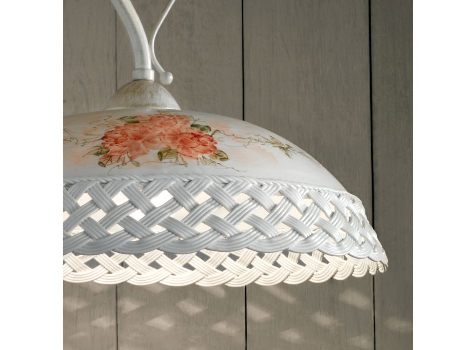 Perforeret og dekoreret håndlavet keramisk krog Loftslampe - Verona Viadurini