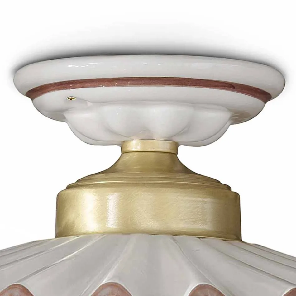 Plisseret blank keramisk loftslampe og håndmalet kant - Laquila Viadurini