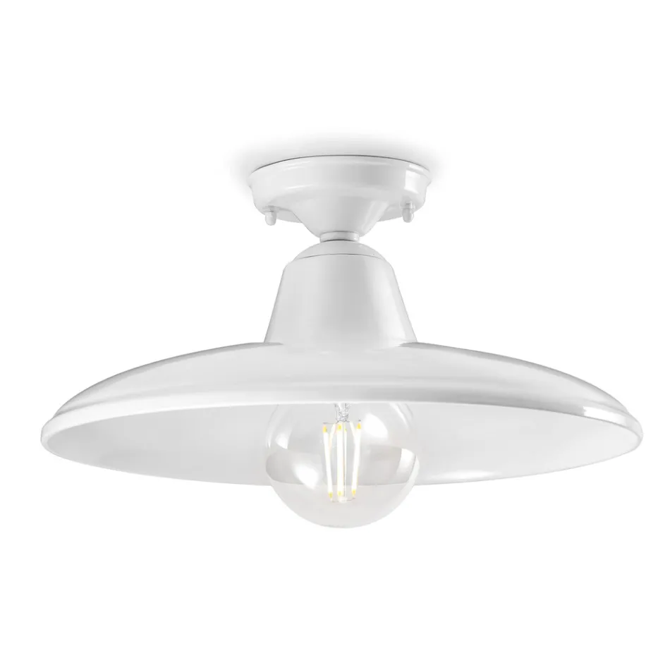 Industrielt vintage design sort keramik og jern loftslampe - Bew Viadurini