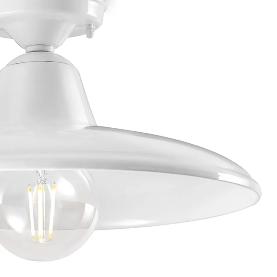 Industrielt vintage design sort keramik og jern loftslampe - Bew Viadurini