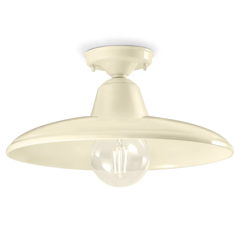 Loftslampe i sort eller hvid keramik og industriel vintage jern - Bew Viadurini