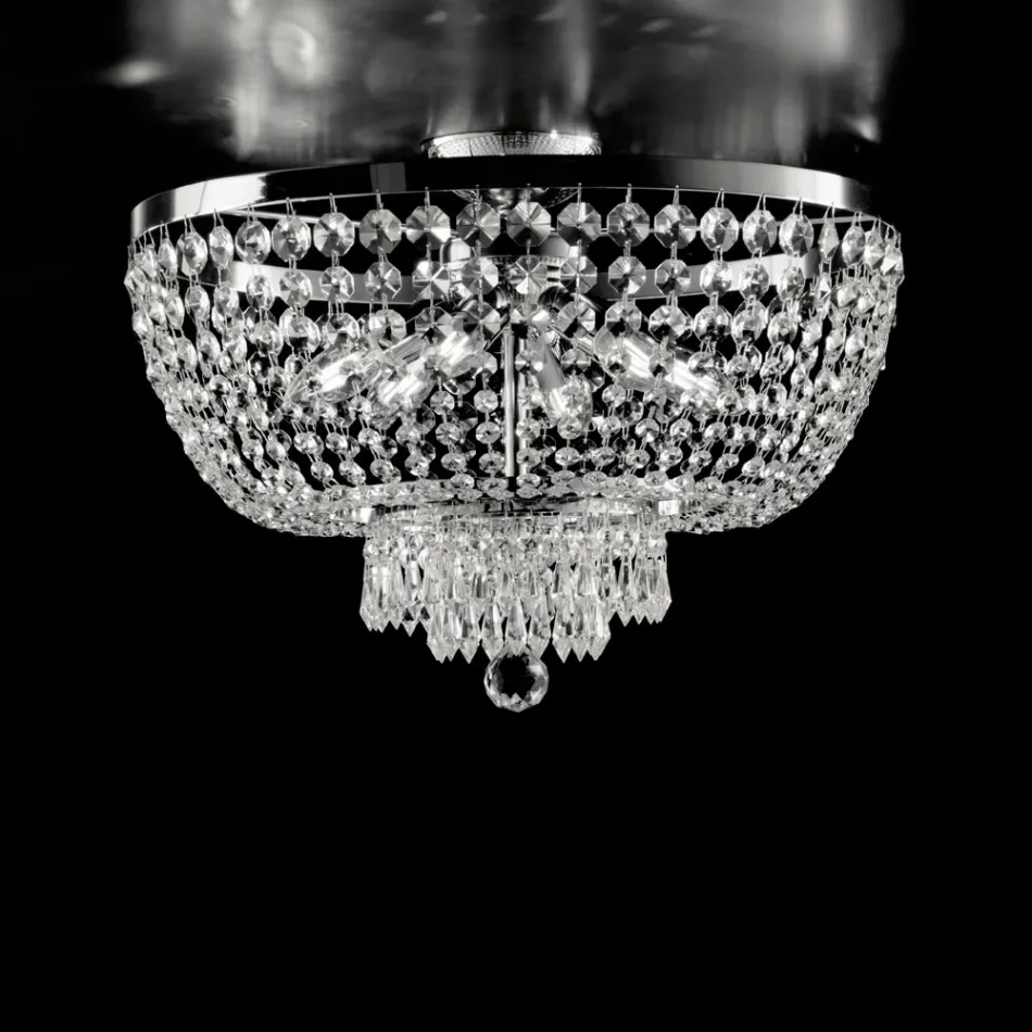 Loftlampe i jern og guld med rhinsten, fremstillet i Italien til indendørs dekoration - Østrig Viadurini