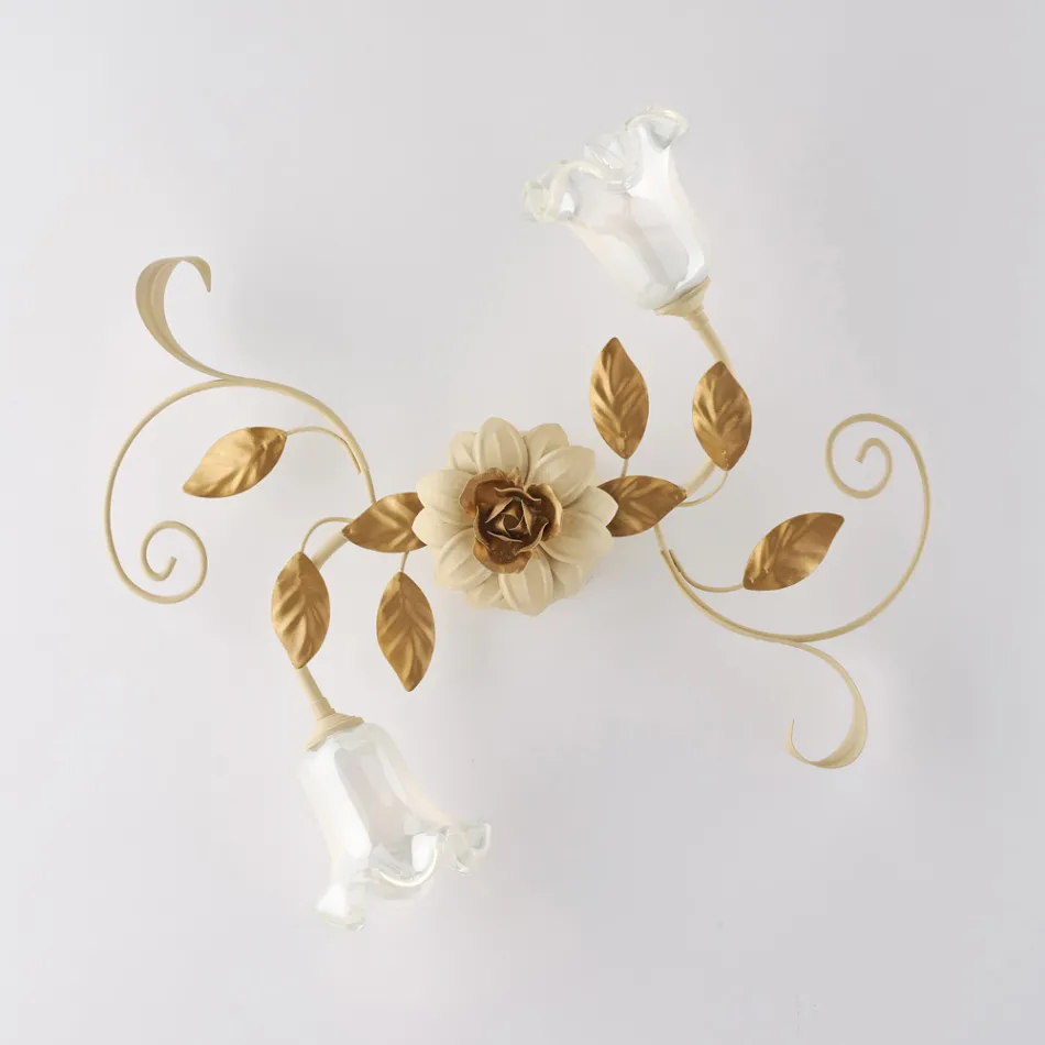 Elfenbenslakeret loftslampe i jern, fremstillet i Italien til indretning - Marrakech Viadurini