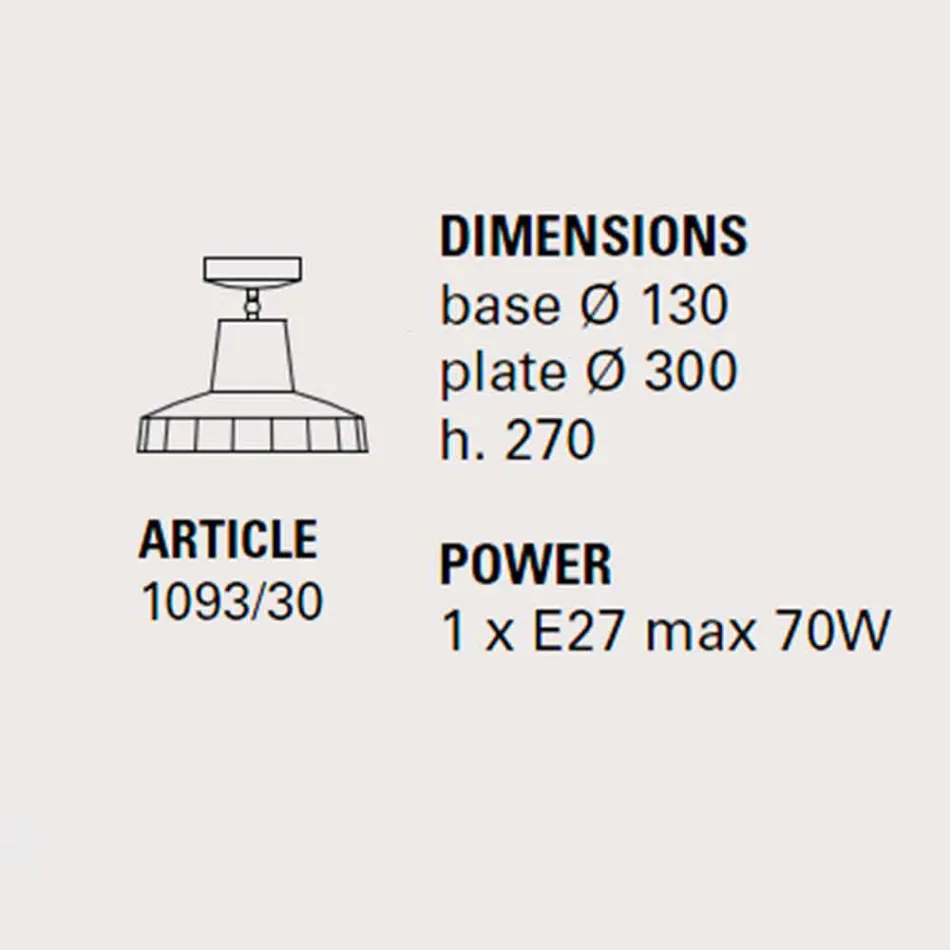 Loftslampe i toskansk majolica og messing, 30 cm, Rossi - Toscot Viadurini