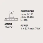 Loftslampe i toscansk majolica og messing, 42 cm, Rossi - Toscot Viadurini