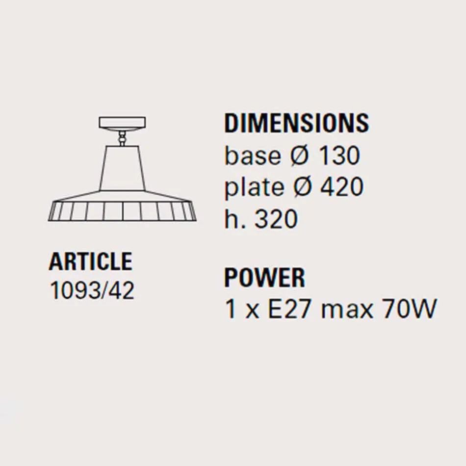 Loftslampe i toscansk majolica og messing, 42 cm, Rossi - Toscot Viadurini