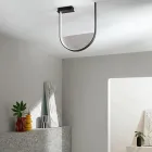 Loftslampe i malet metal og aftagelig indsats i granuleret glas - Catalpa Viadurini