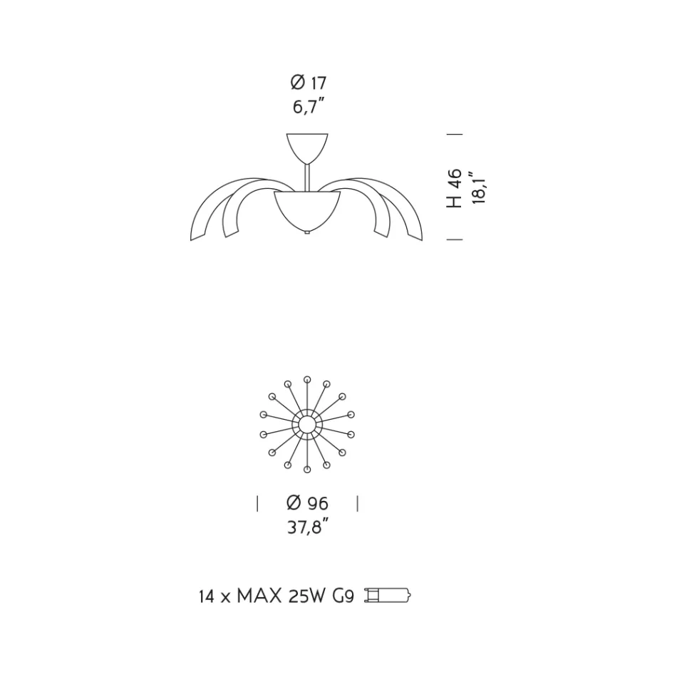 Venetiansk glas- og metalloftslampe Håndlavet i Italien - Jason Viadurini