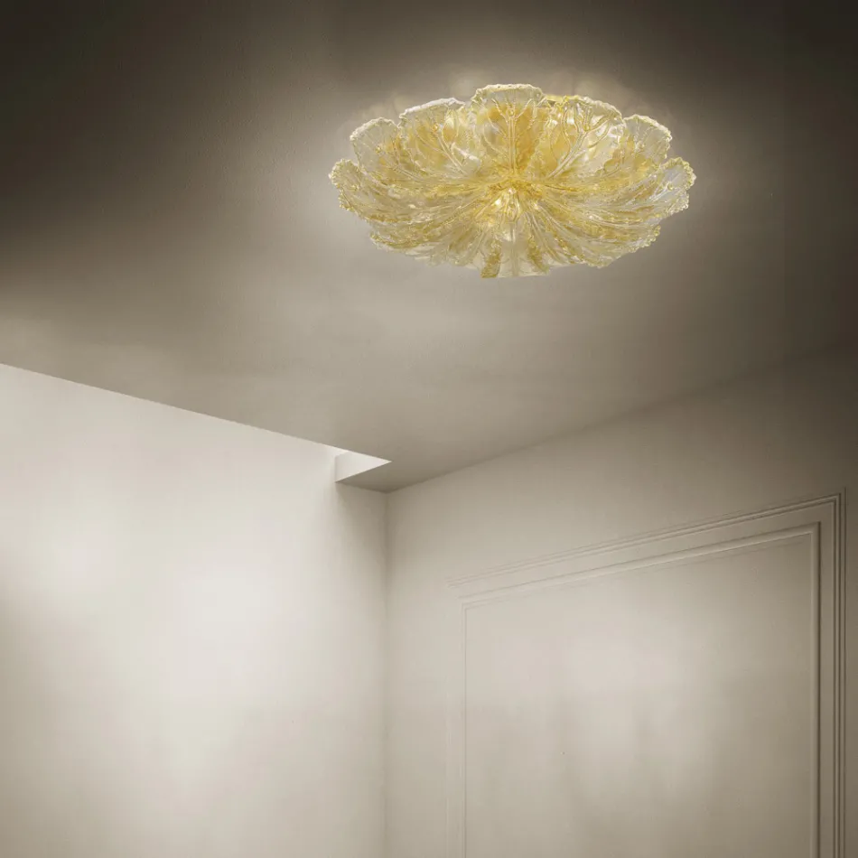 Loftslampe i venetiansk glas og hvidmetal Fremstillet i Italien - Artemide Viadurini