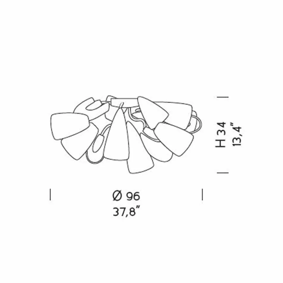Venetiansk loftslampe af glas og metal, håndlavet i Italien - Diamonique Viadurini