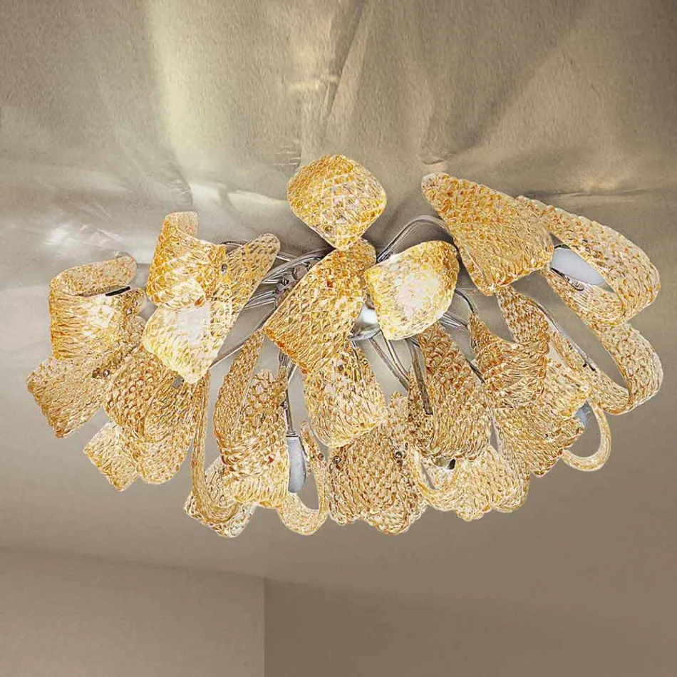 Venetiansk loftslampe af glas og metal, håndlavet i Italien - Diamonique Viadurini