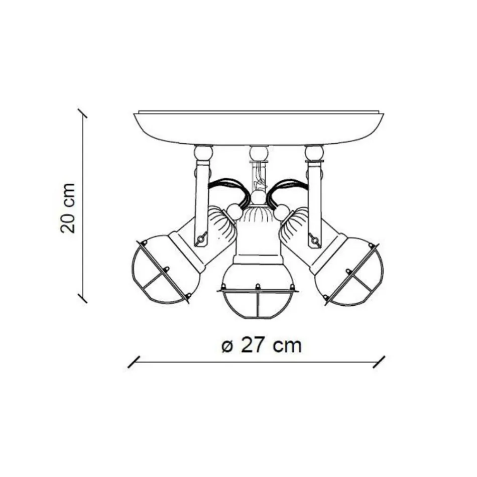 Industriel loftslampe 3 spots i jern og håndlavet keramik - hems Viadurini