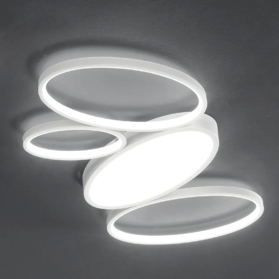 Moderne dæmpbar LED-loftslampe i hvid eller guldmetal - Raissa Viadurini