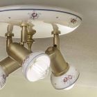 Rund loftslampe 3 spots i messing og håndmalet keramik - Savona Viadurini
