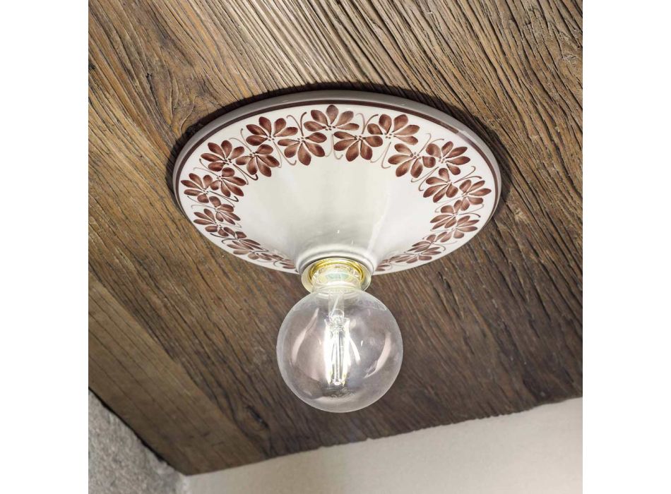 Keramisk loft dekoreret loftslampe Ferroluce Potenza Viadurini