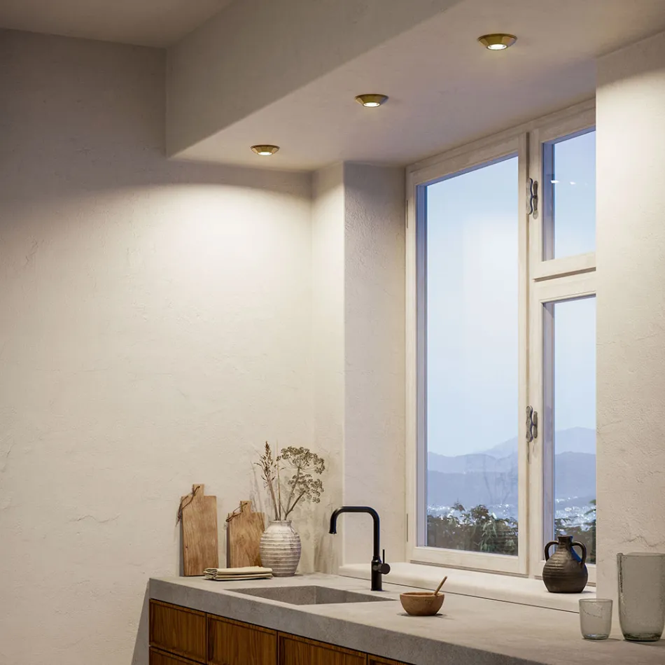 Udstikkende messingloftslampe lavet i Italien - lille Viadurini