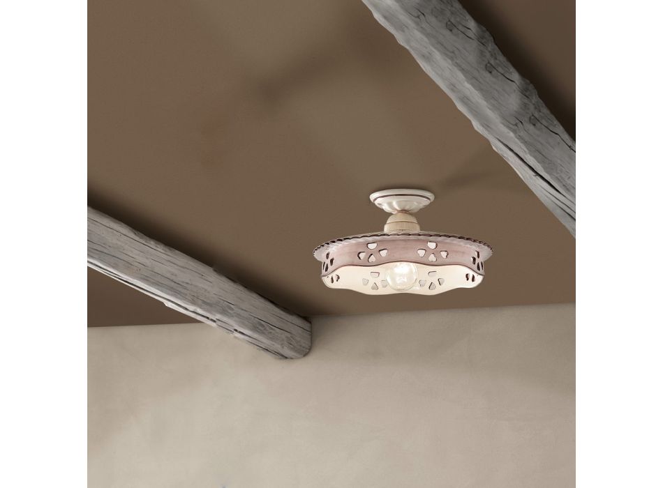 Vintage loftslampe i keramik og håndlavet jern 2 størrelser - Alessandria Viadurini