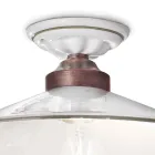 Vintage loftslampe i keramik og håndlavet jern i 3 størrelser - Asti Viadurini