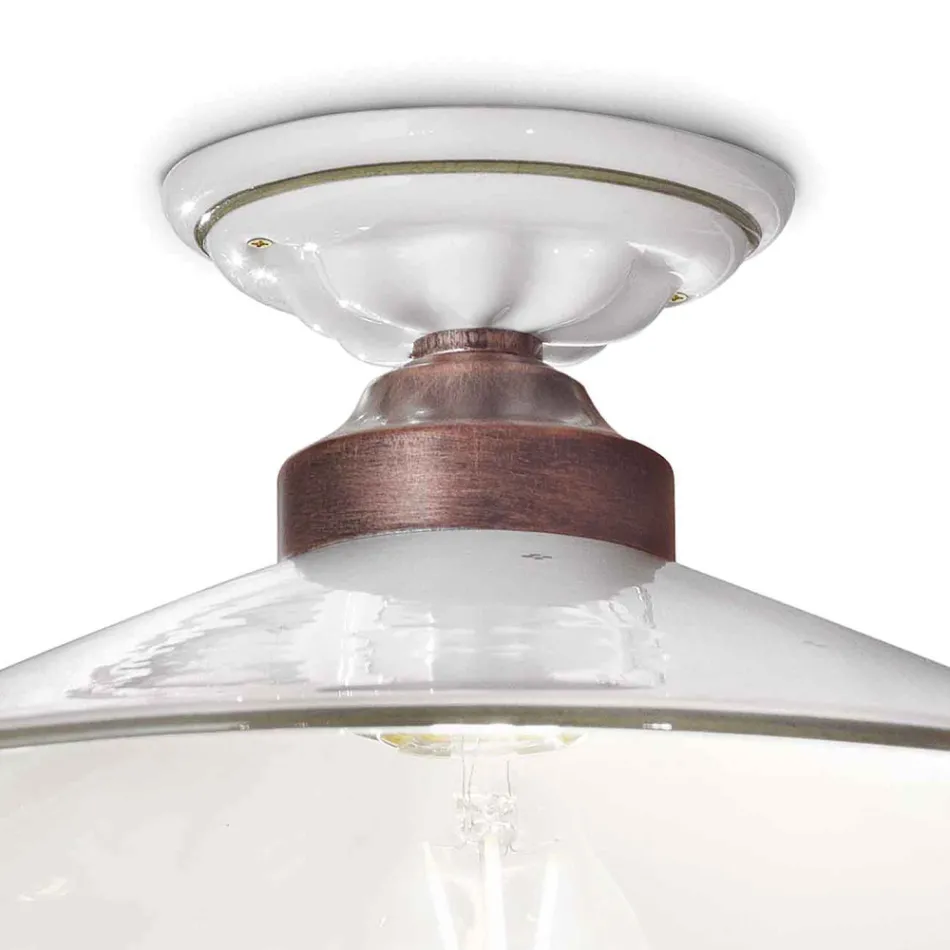 Vintage loftslampe i keramik og håndlavet jern i 3 størrelser - Asti Viadurini