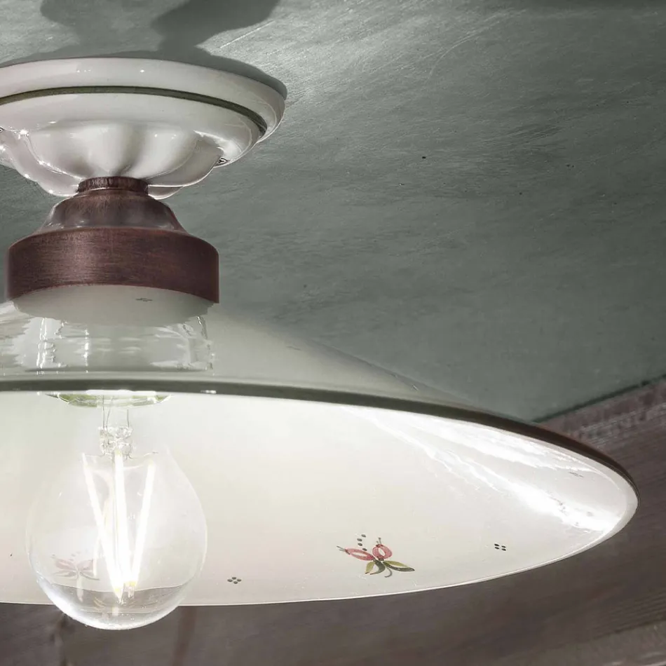 Vintage loftslampe i keramik og håndlavet jern i 3 størrelser - Asti Viadurini