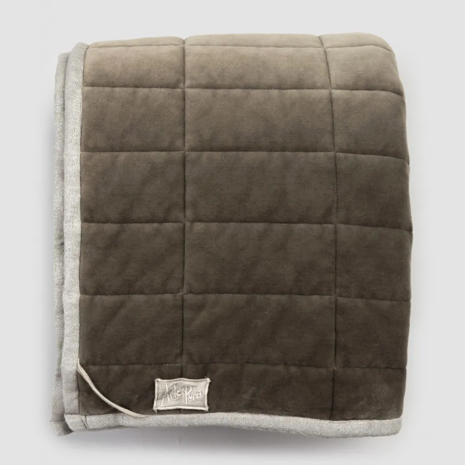 Plaid i Bomuldssatin og Chenille med Lurex, Kridt eller Retro Border - Tortoro Viadurini