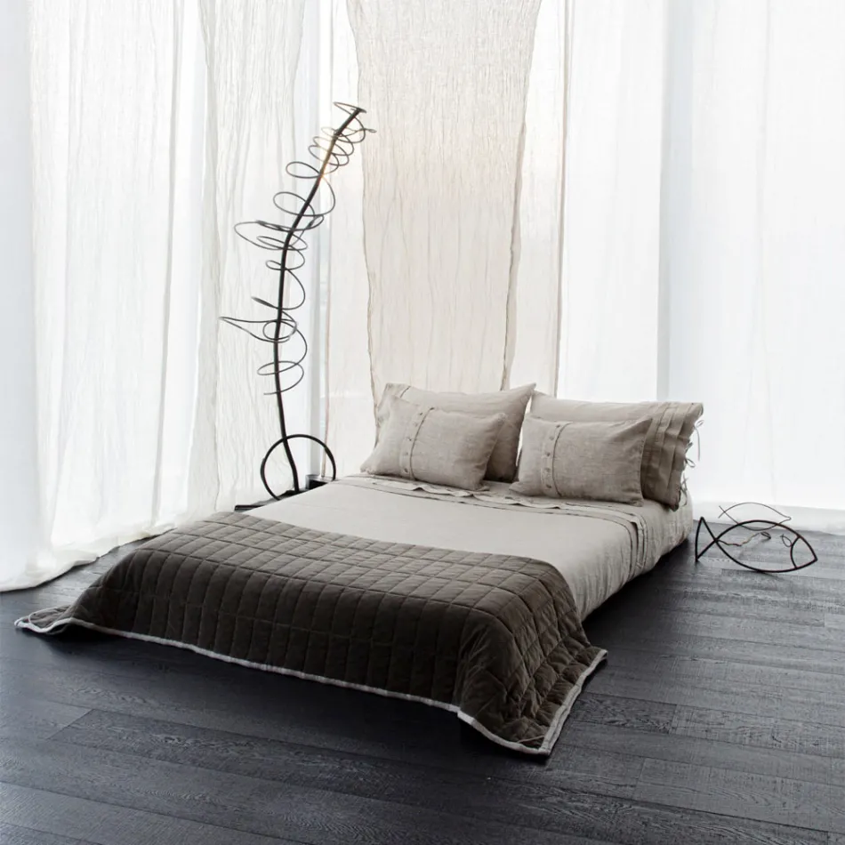 Plaid i Bomuldssatin og Chenille med Lurex, Kridt eller Retro Border - Tortoro Viadurini