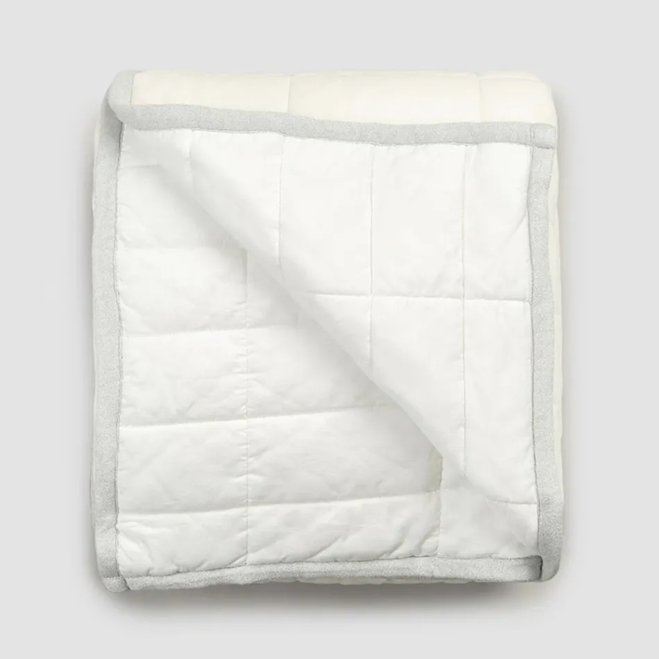 Plaid i Bomuldssatin og Chenille med Lurex, Kridt eller Retro Border - Tortoro Viadurini