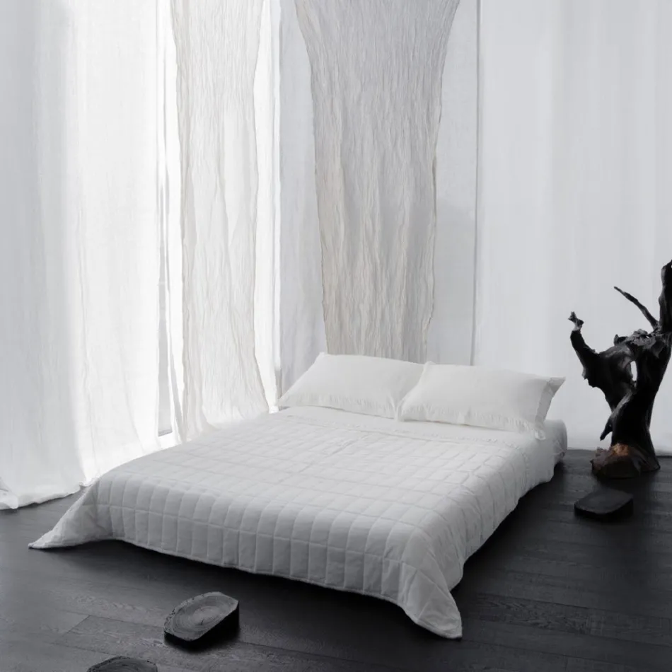 Plaid i Bomuldssatin og Chenille med Lurex, Kridt eller Retro Border - Tortoro Viadurini