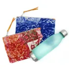 Kunstnerisk håndtrykt clutchtaske, unikt stykke bomuld, 2 stykker - Viadurini af Marchi Viadurini