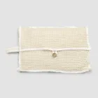 Naturlig hvid honeycomb bomulds clutch taske med perlemor knap - Anteha Viadurini