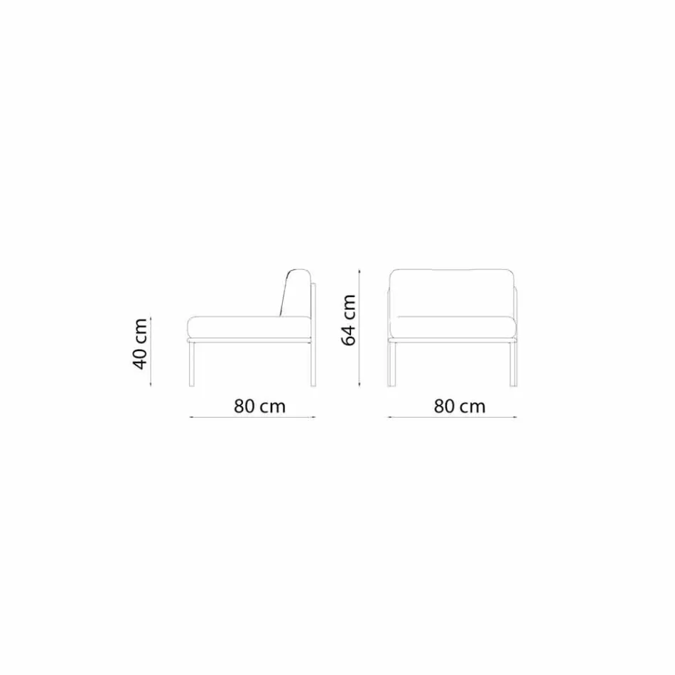 Central modulær lænestol til udendørs i metal og stof fremstillet i Italien - Cola Viadurini