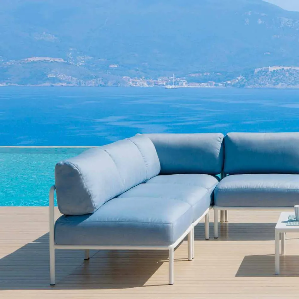 Central modulær lænestol til udendørs i metal og stof fremstillet i Italien - Cola Viadurini