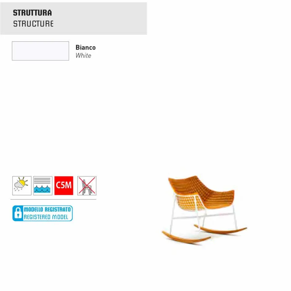 Varaschin Summer Set haven rocking lænestol i stål og træ Viadurini