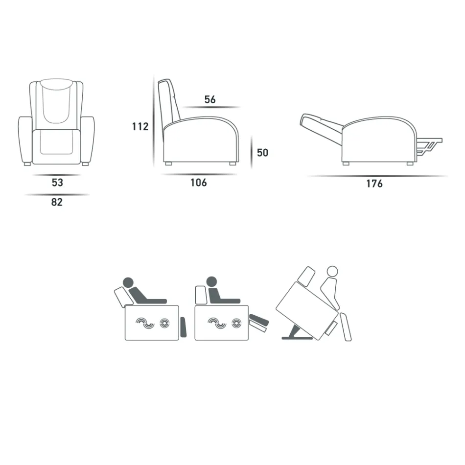 2 motor lift stol med shiatsu massage lavet i Italien Bria Viadurini