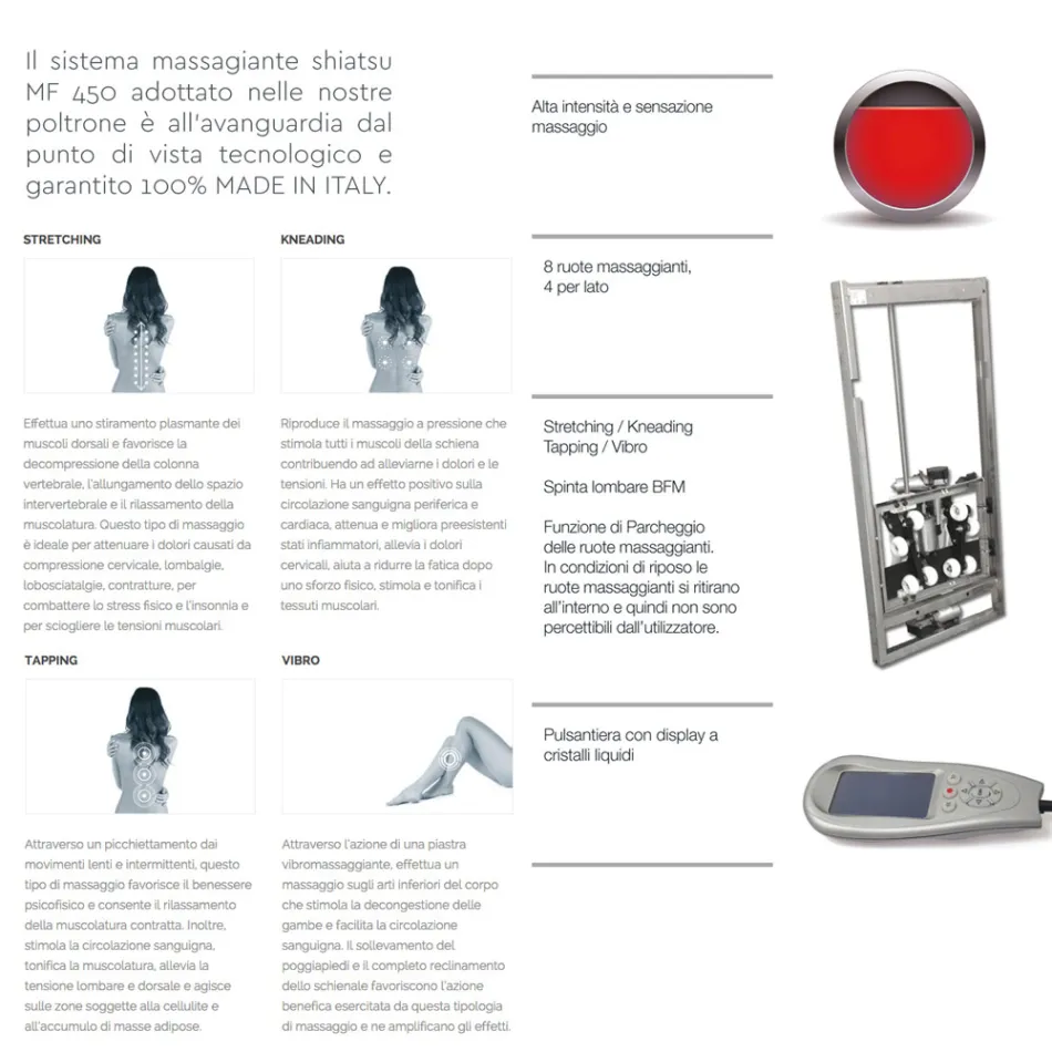 2 motor lift stol med shiatsu massage lavet i Italien Bria Viadurini