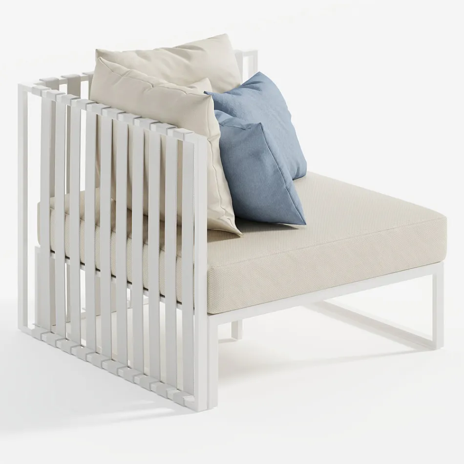 Venstre hjørne udendørs lænestol i aluminium og stropper lavet i Italien - Juliediv Viadurini