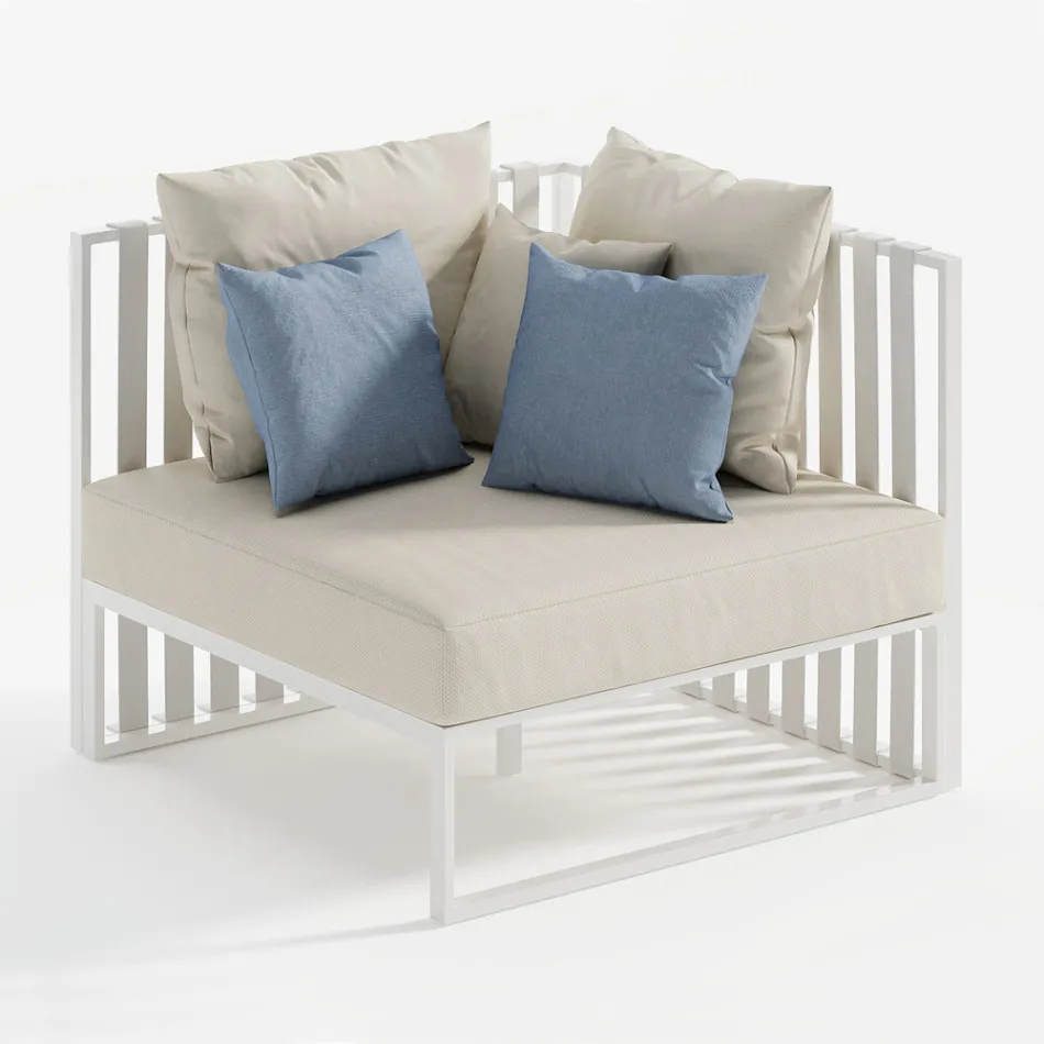 Venstre hjørne udendørs lænestol i aluminium og stropper lavet i Italien - Juliediv Viadurini