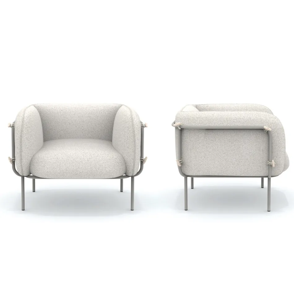 Lav udendørs lænestol med polstret sæde lavet i Italien - plantekasse Viadurini