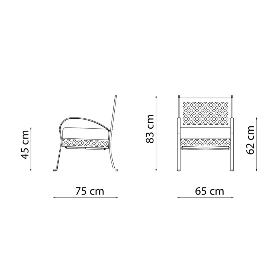 Lav havelænestol i galvaniseret stål med armlæn Made in Italy - Selvaggia Viadurini