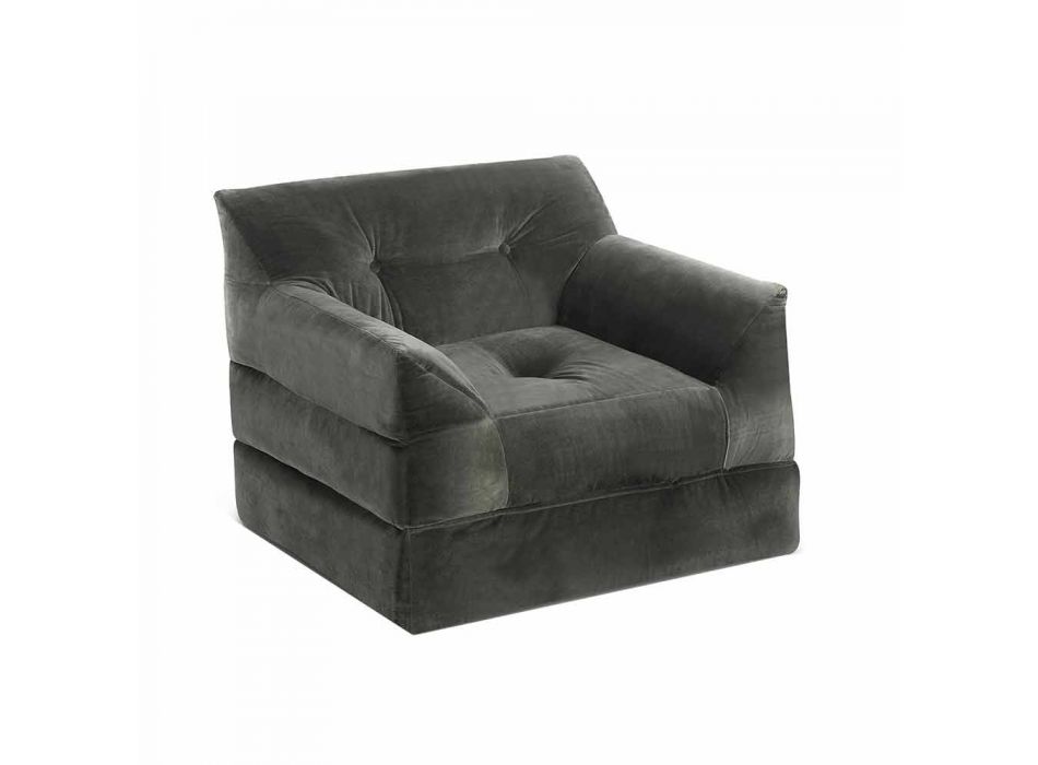 Moderne loungestol i grå fløjl - Germana Viadurini