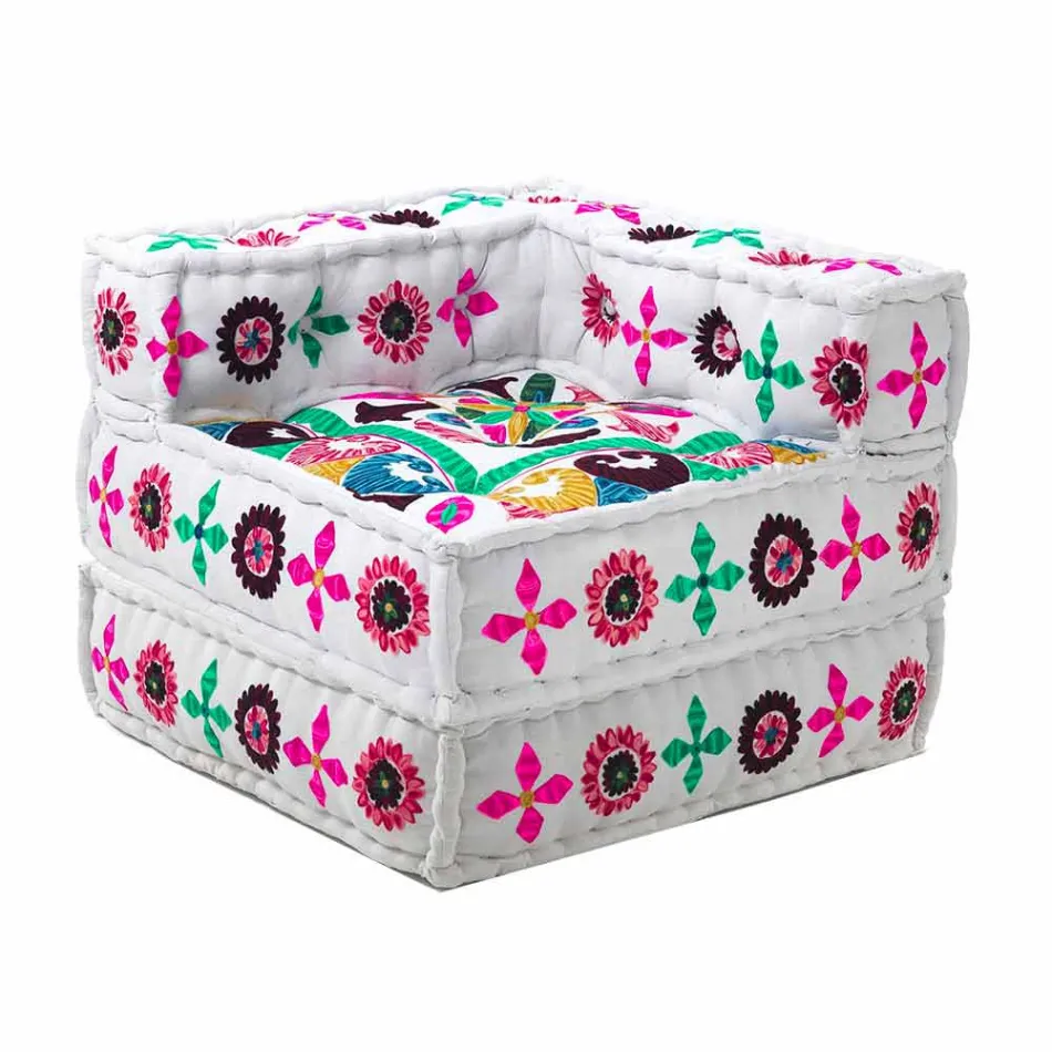 Chaise Longue lænestol i etnisk design i bomuld til patchwork, til stue - fiber Viadurini