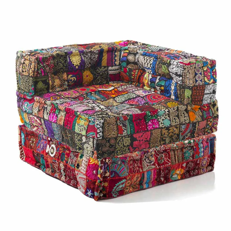 Chaise Longue lænestol i etnisk design i bomuld til patchwork, til stue - fiber Viadurini