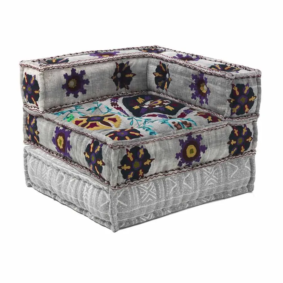 Chaise Longue lænestol i etnisk design i bomuld til patchwork, til stue - fiber Viadurini