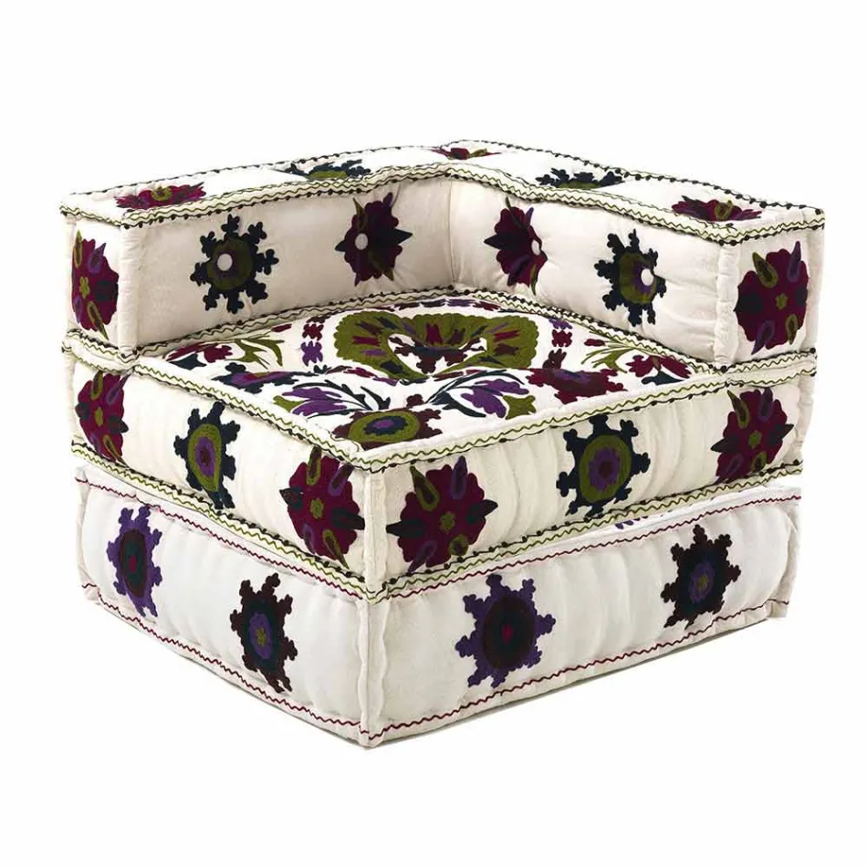 Chaise Longue lænestol i etnisk design i bomuld til patchwork, til stue - fiber Viadurini